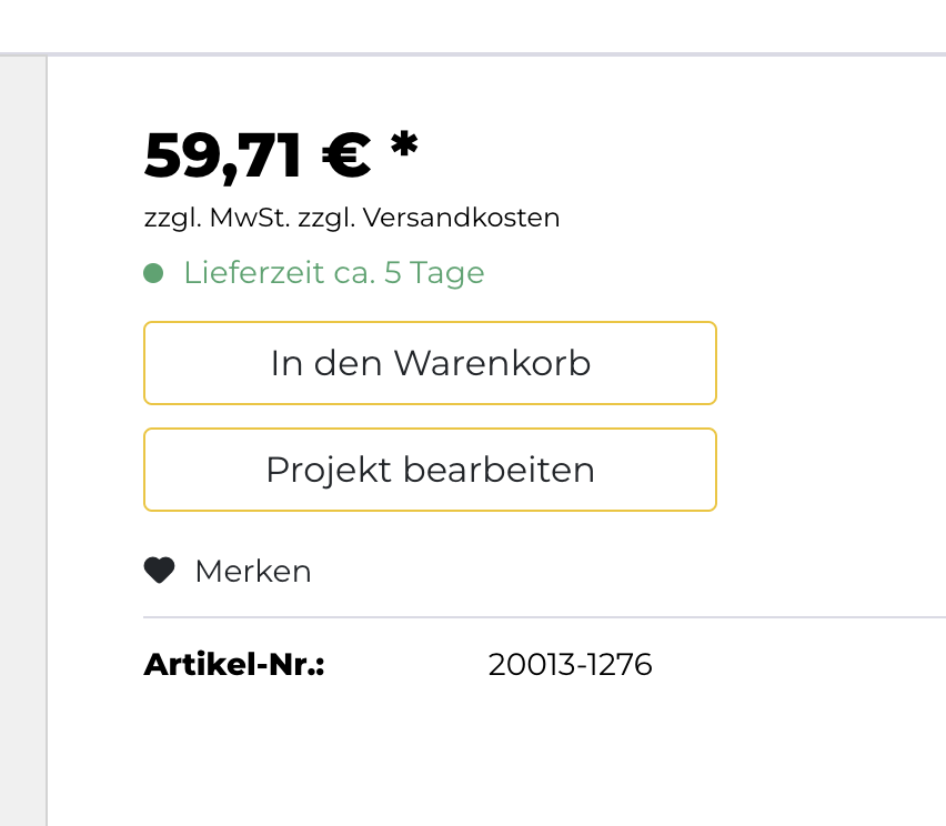 LASIFY Online-Shop vor Warenkorb