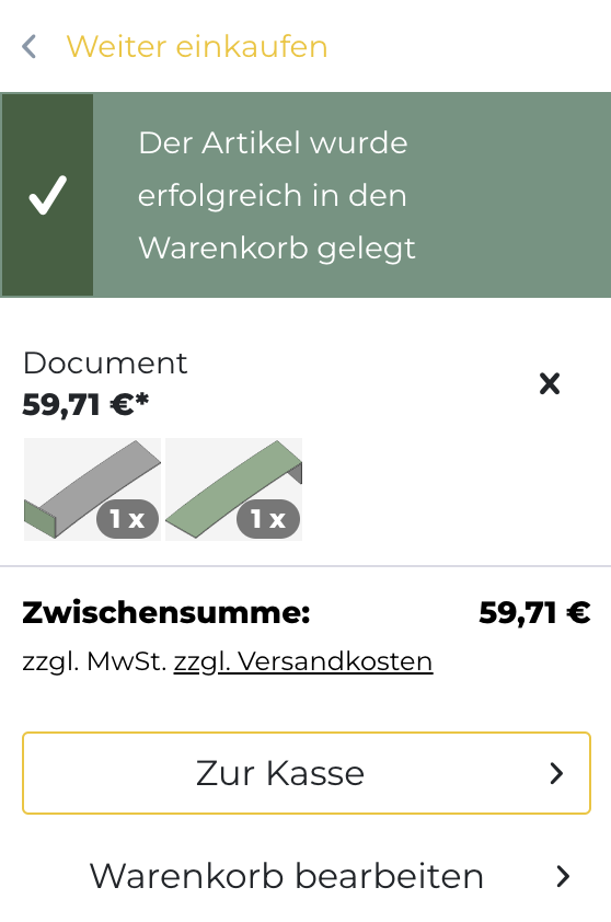 LASIFY Online-Shop Warenkorbansicht